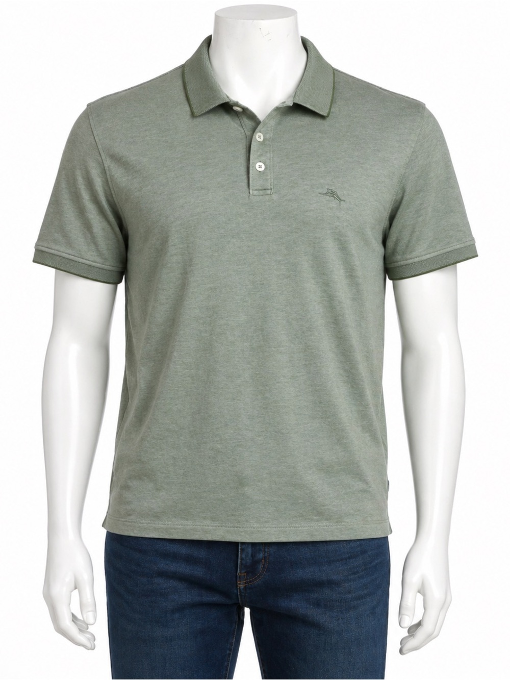 Tommy Bahama Polo Shirt Mens Large Green Cotton Blend Short Sleeve Casual